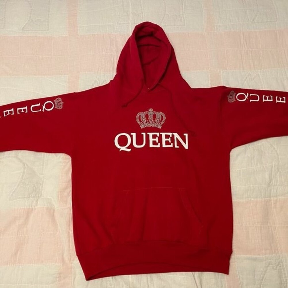 Large Red Hoodie "Queen" "Anderson" Made by Surf Ave